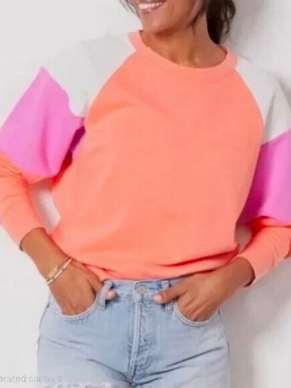 Evereve Grayson Retro Colorblock Crewneck Sweatshirt Women's Size XS